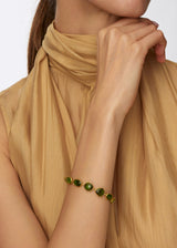 18kt Gold Tumbled Green Tourmaline Full Stone Bracelet