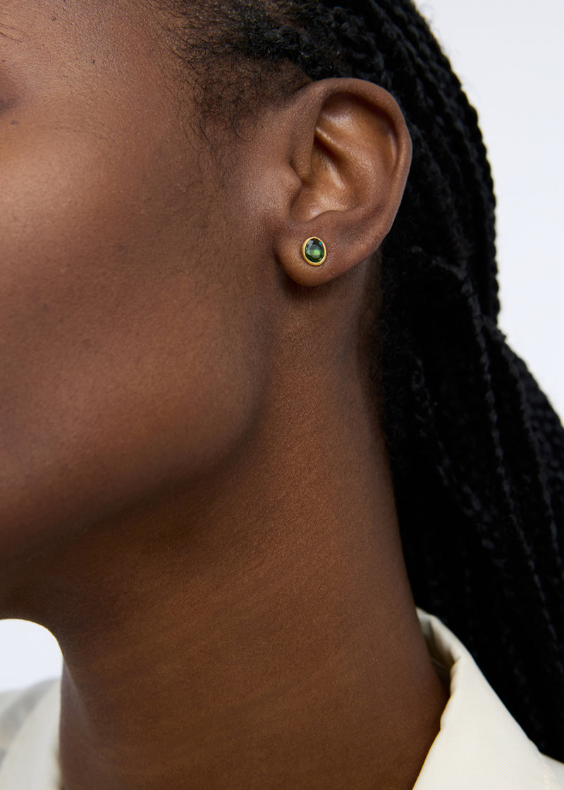 18kt Gold Green Tourmaline Classic Studs