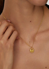 18kt Gold Kissing Birds Amulet on Cord