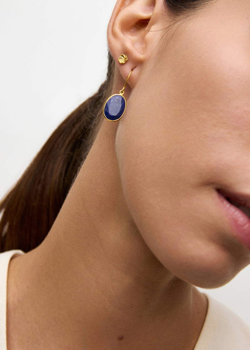 18kt Gold Lapis Single Drop Earrings