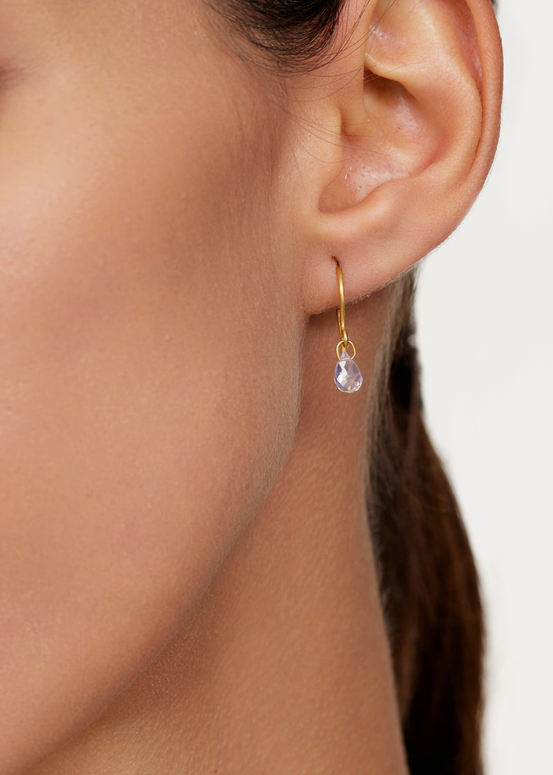 18kt Gold Lavender Quartz Small Drop Earrings