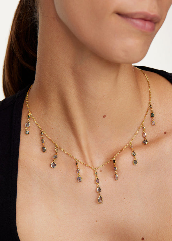 18kt Gold PSTM Myanmar Grey Spinel Necklace