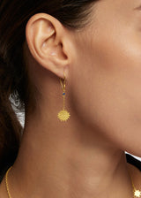18kt Gold PSTM Myanmar Nila Star & Sapphire Earrings
