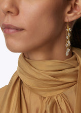 18kt Gold Theia Herkimer Triple Line Earrings