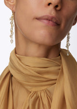 18kt Gold Theia Herkimer Triple Line Earrings