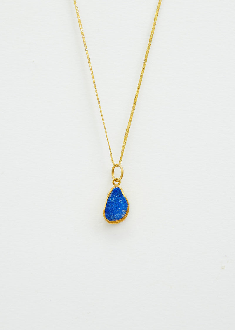 18kt Gold Vermeil Afghanistan Zindagi Now Single Small Lapis Pendant on Cord