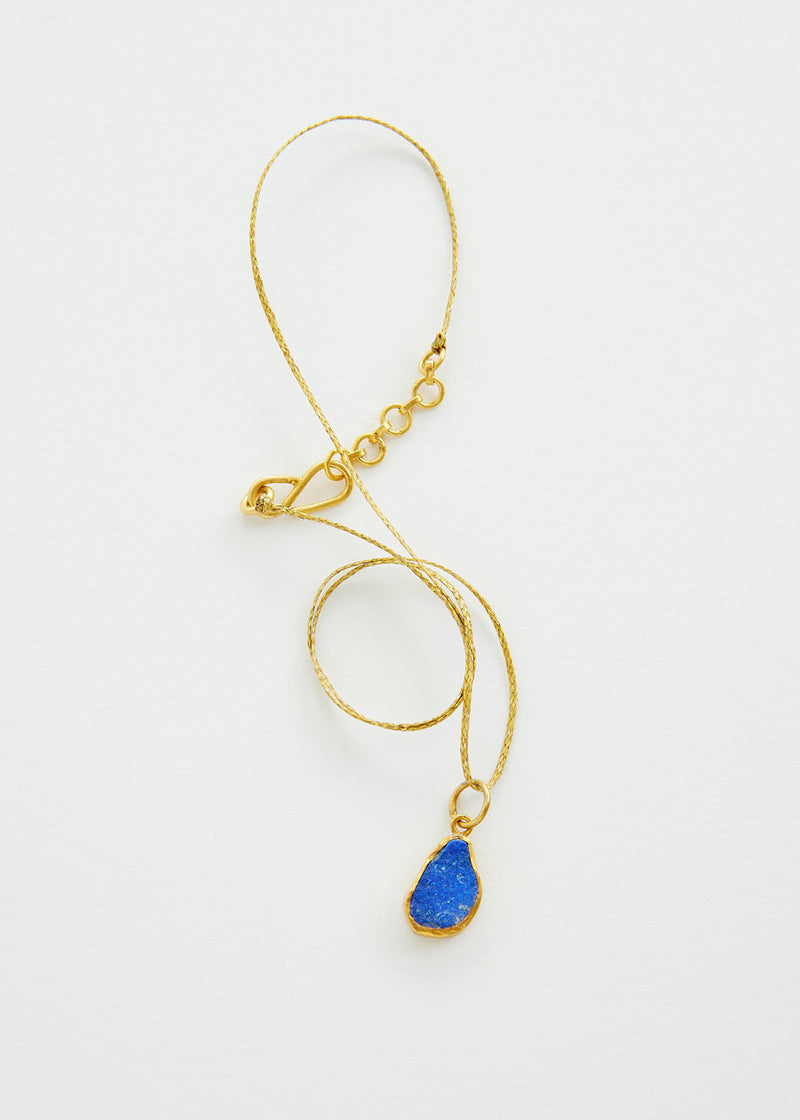 18kt Gold Vermeil Afghanistan Zindagi Now Single Small Lapis Pendant on Cord