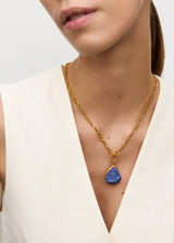 18kt Gold Vermeil PSTM Afghanistan Munaza Lapis Pendant on Chain