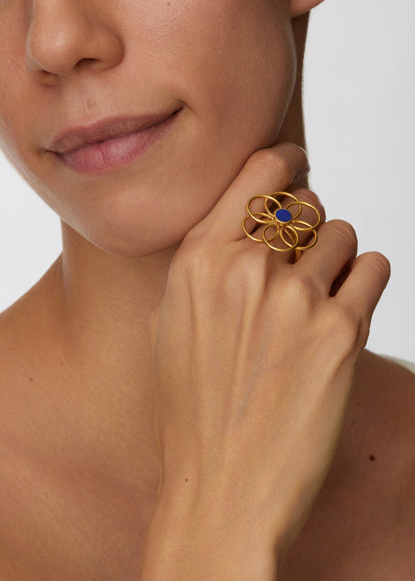 18kt Gold Vermeil PSTM Afghanistan Zindagi Sima Lapis Ring