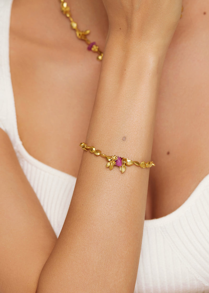 1pcs Real 24K Yellow Gold Bracelet For Women Baby Small Peach Blossom  Bracelet | eBay