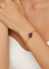 18kt Gold Pink Tourmaline Faceted Bead Bracelet
