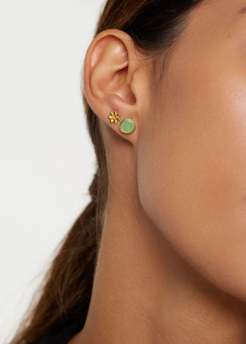 18kt Gold Classic Chrysoprase Studs
