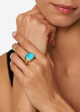 18kt Gold Turquoise Greek Ring