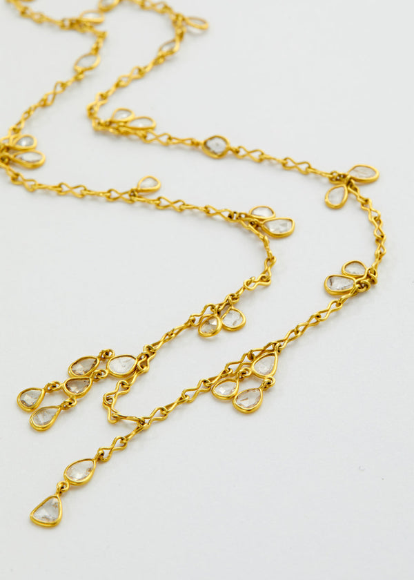 18kt Gold Diamond Cluster Knot Necklace