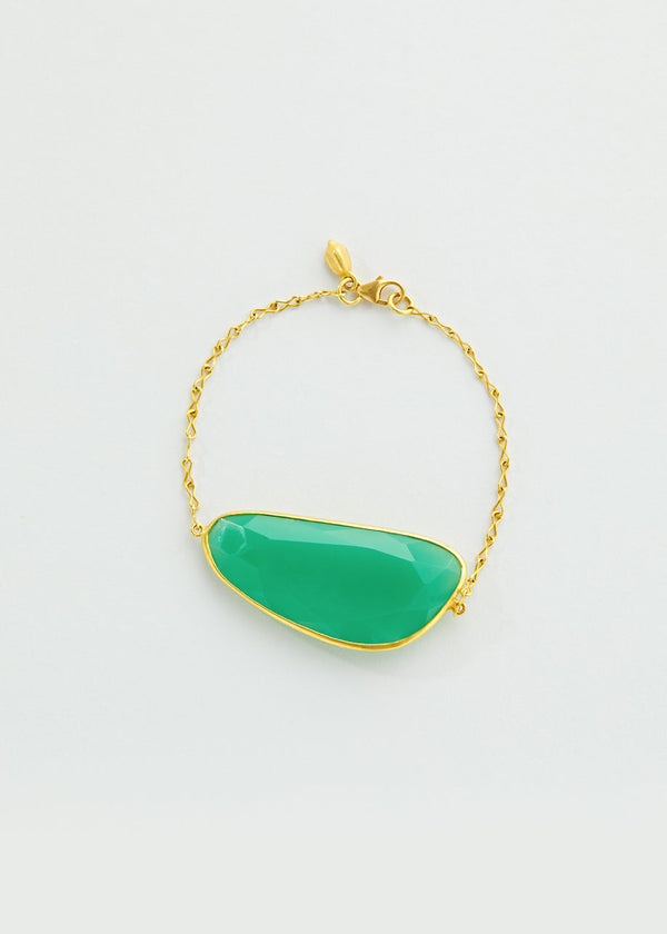 18kt Gold Chrysoprase Single Stone Bracelet