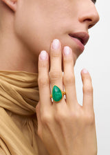 22kt Gold Colombian Emerald Large Greek Ring