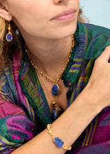 18kt Gold Vermeil PSTM Afghanistan Meena Lapis Single Drop Earrings