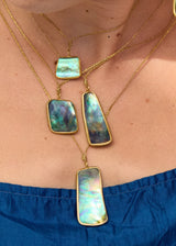 18kt Gold Beachcomber Abalone Shell Colette Set Amulet on Cord