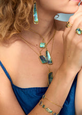 18kt Gold Beachcomber Abalone Shell Colette Set Amulet on Cord