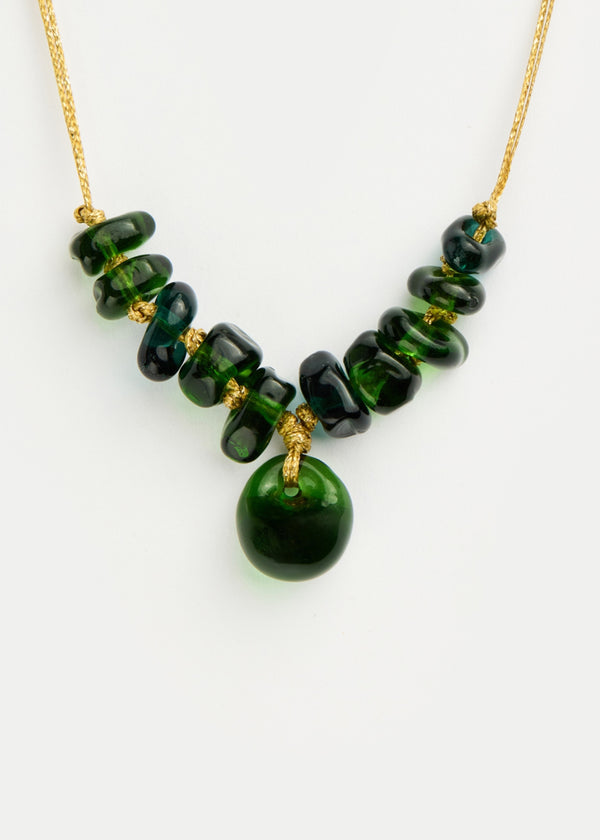 Azaz Green Glass Eleven Bead Necklace on Cord – Pippa Small