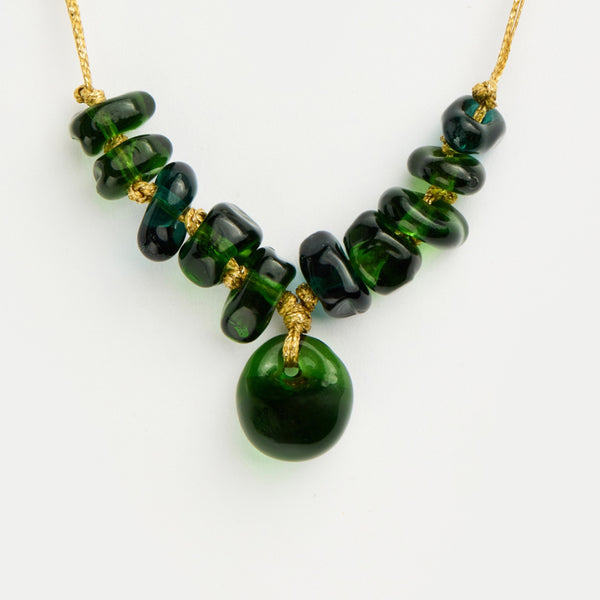 Azaz Green Glass Eleven Bead Necklace on Cord – Pippa Small