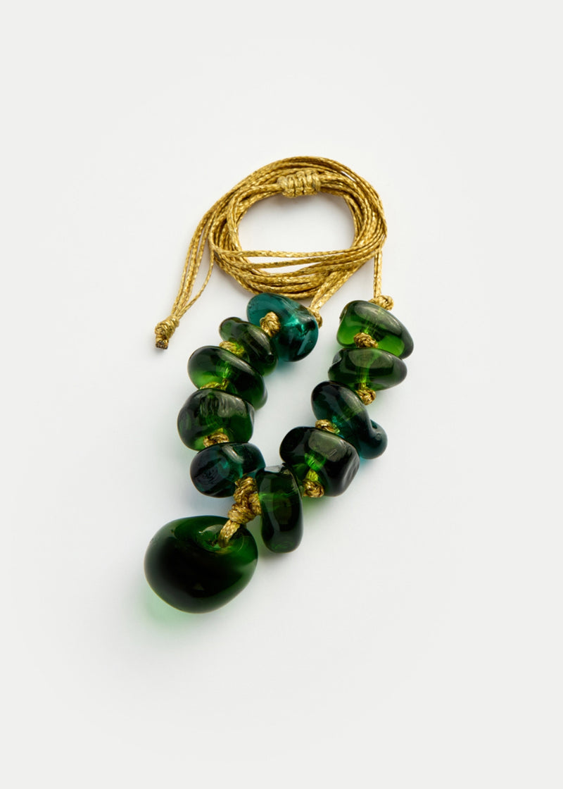 Azaz Green Glass Eleven Bead Necklace on Cord – Pippa Small