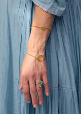 18kt Gold Carnival Aquamarine Claw Set Textured Band Ring