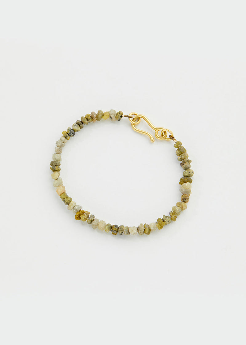 18kt Gold Uncut Diamond Beaded Bracelet