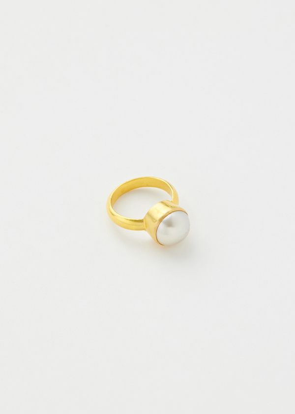 18kt Gold PSTM Myanmar Nyein Single Pearl Ring