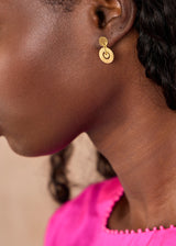18kt Gold Cusco Circle Drop Studs