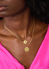 18kt Gold Cusco Circle Pendant on Cord