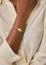 18kt Gold PSTM Jordan Turquoise Eye Bracelet on Cord