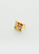 18kt Gold Navaratna Greek Ring