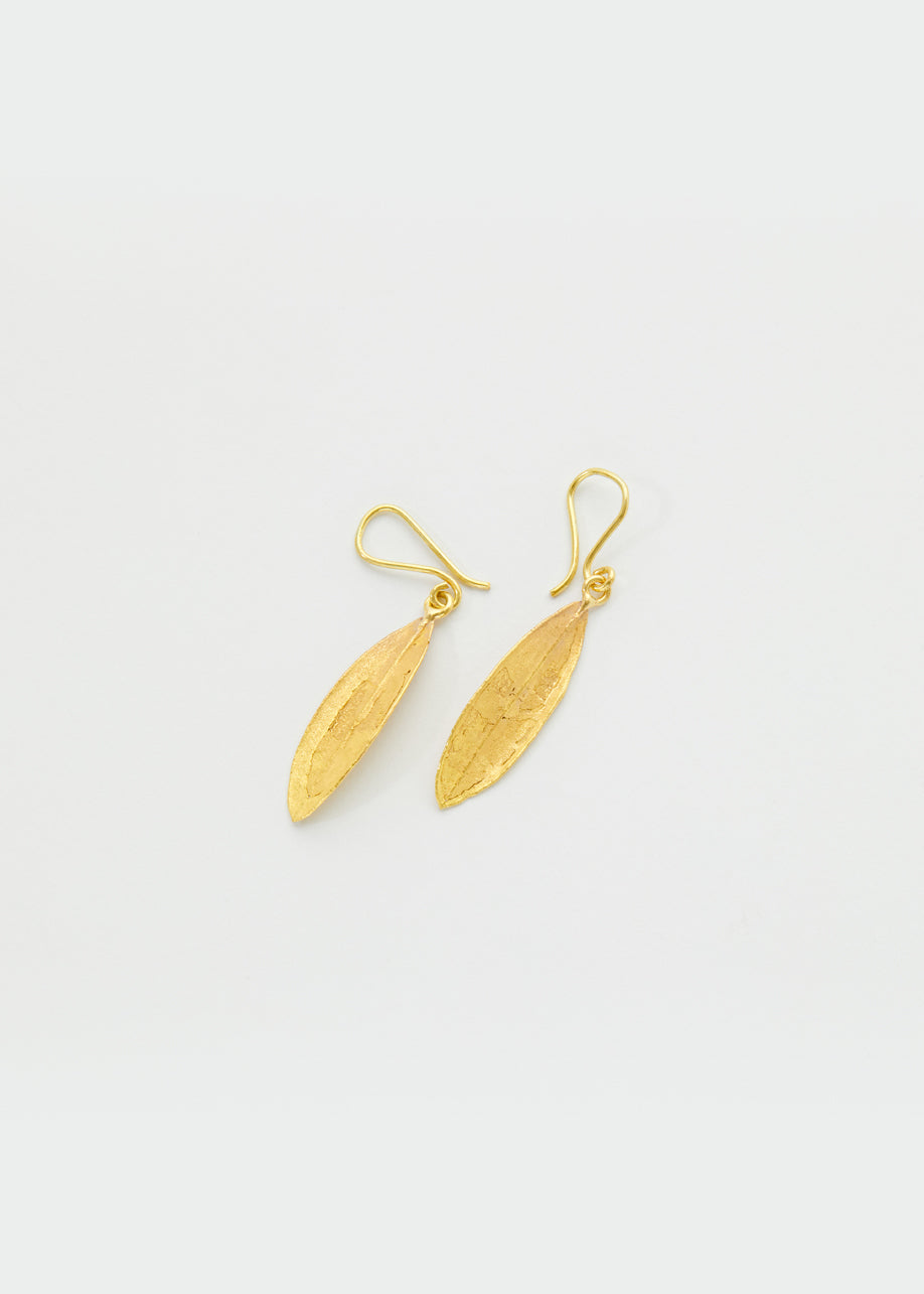 18kt Bethlehem Double Zaytun Leaf Earrings