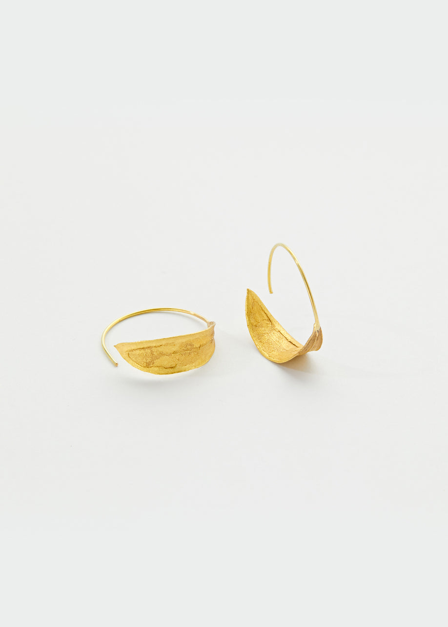 18kt Gold Bethlehem Zaytun Leaf Hoops