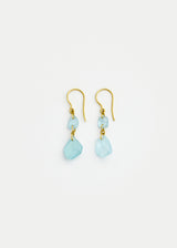 18kt Gold Aquamarine Drill & Loop Double Drop Earrings