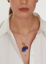 18kt Gold Vermeil Afghanistan Lapis Double Pendant with Gold Bead on Cord