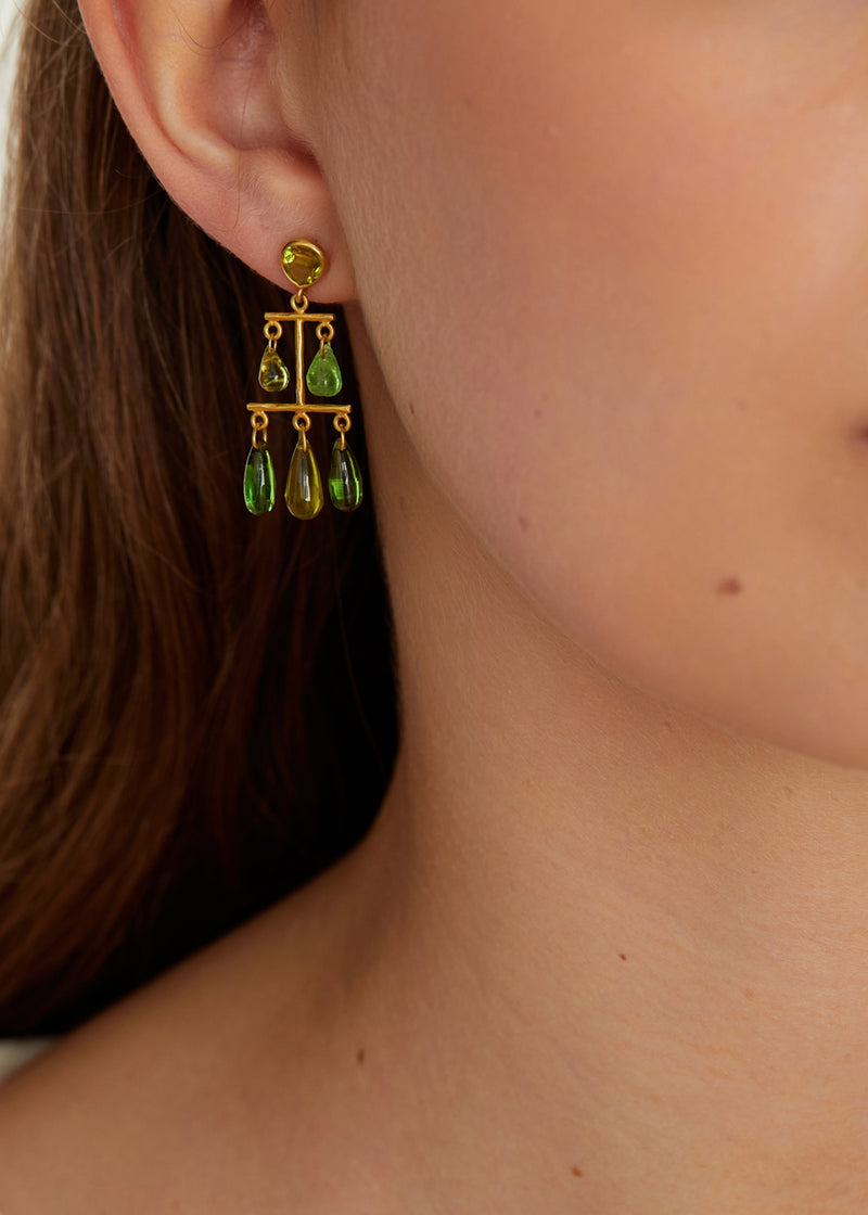 18kt Gold Mixed Greens Gaia Earrings