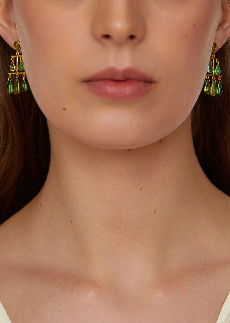 18kt Gold Mixed Greens Gaia Earrings