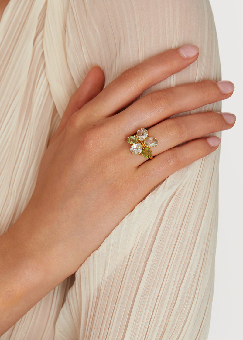 18kt Gold Aquamarine & Peridot Irrawaddy Ring