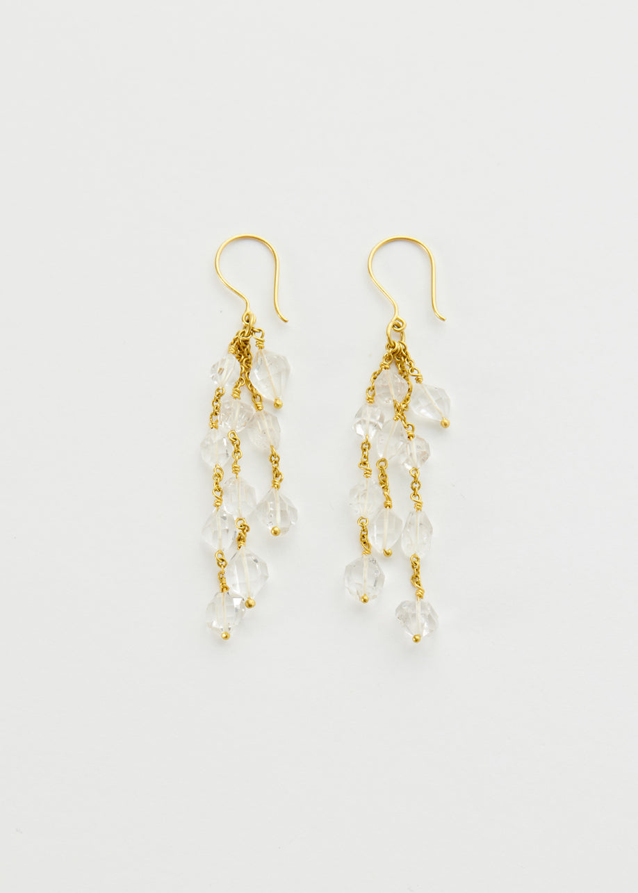 18kt Theia Herkimer Triple Line Earrings