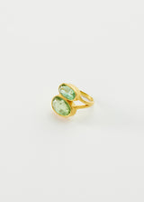 18kt Gold Cerulean Green Tourmaline Double Greek Ring
