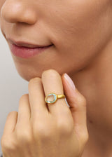 18kt Gold Indigo Aquamarine Greek Ring