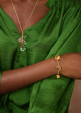 18kt Gold Carnival Lemon Quartz & Green Amethyst Three Stones Bracelet