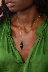 Azaz Green Glass Seed Bead on Cord