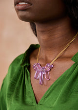 Azaz Pink & Purple Glass Multi Beaded Necklace on Cord