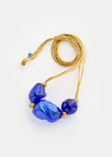 Azaz Tonal Blues Glass Twist Bubble Necklace on Cord Product Image 2