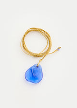 Azaz Light Blue Glass Facet Pebble Pendant on Cord Product Image 2