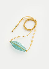 Azaz Teal Glass Long Ridge Pendant on Cord Product image 2