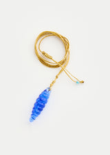 Azaz Blue Glass Long Shell Pendant on Cord Product Image 2